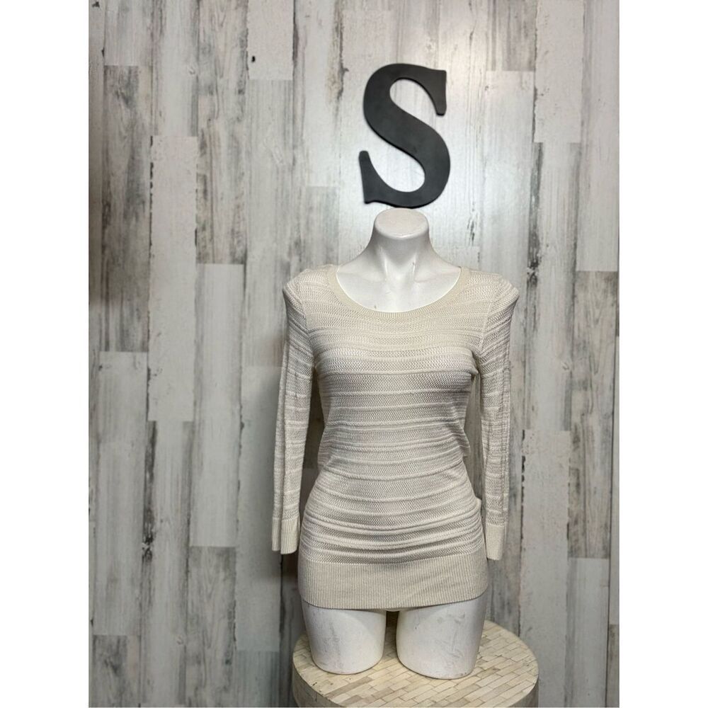 Banana Republic Cream Open Knit Long Sleeve Sweater Tunic Top Small